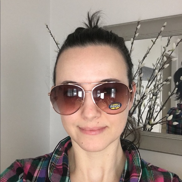 Fossil Aviator Sunglasses - Rose Gold - NWT - Picture 4 of 4